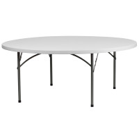 Flash Furniture 72'' Round Granite White Plastic Folding Table RB-72R-GG