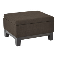 OSP Home Furnishings RGT824-M44 Regent Upholstered Storage Ottoman with Reversible Tray in Milford Java Fabric with Dark Expresso Legs