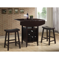 Baxton Studio RT227-Pub Stool Set Reynolds Black Pub Set with Wine Rack in Dark brown
