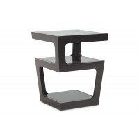 Baxton Studio RT286-OCC (CT-089B-Black) Clara Modern End Table with 3-Tiered Glass Shelves in Black