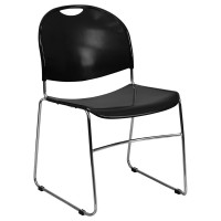 Flash Furniture Hercules Series 880 lb. Capacity Black High Density, Ultra Compact Stack Chair with Chrome Frame RUT-188-BK-CHR-GG