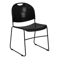 Flash Furniture Hercules Series 880 lb. Capacity Black High Density, Ultra Compact Stack Chair with Black Frame RUT-188-BK-GG
