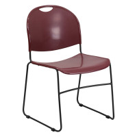 Flash Furniture Hercules Series 880 lb. Capacity Burgundy High Density, Ultra Compact Stack Chair with Black Frame RUT-188-BY-GG