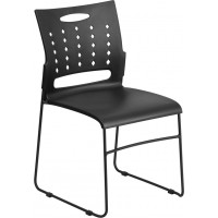 Flash Furniture RUT-2-BK-GG HERCULES Series 881 lbs Capacity Black Sled Base Stack Chair