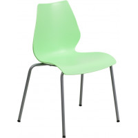 Flash Furniture HERCULES Series 770 lb. Capacity Green Stack Chair with Lumbar Support and Silver Frame RUT-288-GREEN-GG
