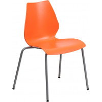 Flash Furniture HERCULES Series 770 lb. Capacity Orange Stack Chair with Lumbar Support and Silver Frame RUT-288-ORANGE-GG