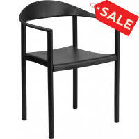 Flash Furniture HERCULES Series 1000 lb. Capacity Black Plastic Cafe Stack Chair RUT-418-BK-GG