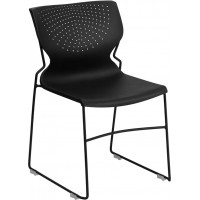 Flash Furniture HERCULES Series 661 lb. Capacity Black Full Back Stack Chair with Black Frame [RUT-438-BK-GG]