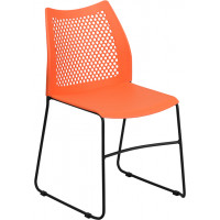 Flash Furniture RUT-498A-ORANGE-GG HERCULES Series 661 lb. Capacity Orange Sled Base Stack Chair with Air-Vent Back