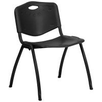 Flash Furniture Hercules Series 880 lb. Capacity Black Polypropylene Stack Chair RUT-D01-BK-GG