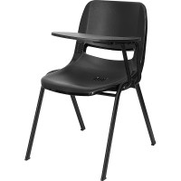 Flash Furniture Black Ergonomic Shell Chair with Left Handed Tablet Arm RUT-EO1-BK-LTAB-GG