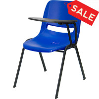 Flash Furniture Blue Ergonomic Shell Chair with Left Handed Tablet Arm RUT-EO1-BL-LTAB-GG