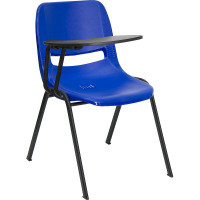 Flash Furniture Blue Ergonomic Shell Chair with Right Handed Tablet Arm RUT-EO1-BL-RTAB-GG