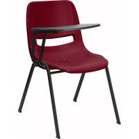Flash Furniture Burgundy Ergonomic Shell Chair with Right Handed Tablet Arm RUT-EO1-BY-RTAB-GG