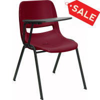 Flash Furniture Burgundy Ergonomic Shell Chair with Right Handed Tablet Arm RUT-EO1-BY-RTAB-GG