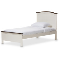 Baxton Studio SB344-Twin-Butter Milk/Walnut Harry Twin Size Platform Bed