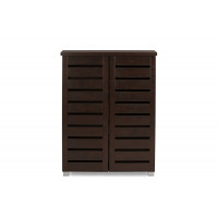 Baxton Studio SC863522-Wenge Adalwin 2-Door Wooden Entryway Shoes Storage Cabinet in Dark Brown