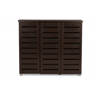 Baxton Studio SC863533-Wenge Adalwin 3-Door Wooden Entryway Shoes Storage Cabinet in Dark Brown