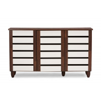 Baxton Studio SC865513-Dirty Oak Gisela 2-tone Shoe Cabinet With 3 Doors