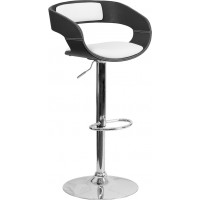 Flash Furniture SD-2207-GG Bentwood Adjustable Barstool in Black White