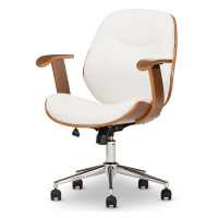 Baxton Studio SD-2235-5 Walnut/White Rathburn Office Chair