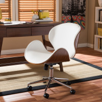 Baxton Studio SDM-2240-5 Walnut/White Bruce Office Chair