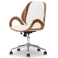 Baxton Studio SDM2225-5-Walnut/White Watson Office Chair