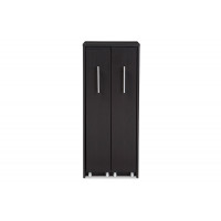 Baxton Studio SH-002-Espresso Lindo Dark Brown Wood Bookcase with Two Pulled-out Doors Shelving Cabinet