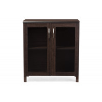 Baxton Studio SR 890006-Wenge Sintra Sideboard Storage Cabinet with Glass Doors in Dark Brown