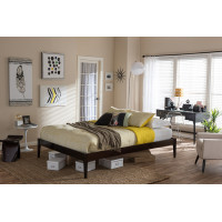 Baxton Studio SW8021-Cappuccino-A43-King Bentley Solid Wood King Size Bed Frame