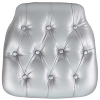 Flash Furniture Hard Silver Tufted Vinyl Chiavari Chair Cushion [SZ-TUFT-SIL-GG]