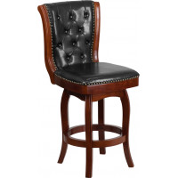 Flash Furniture TA-240126-CHY-GG 26" High Cherry Wood Stool in Black