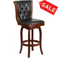 Flash Furniture TA-240130-CHY-GG 30" High Cherry Wood Barstool in Black