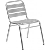 Flash Furniture TLH-015-GG Armless Chair with Slat Back in Aluminum