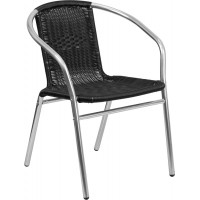 Flash Furniture TLH-020-BK-GG Aluminum and Rattan Chair in Black
