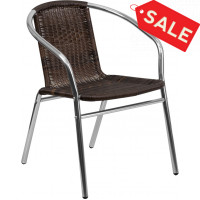 Flash Furniture TLH-020-GG Aluminum and Dark Brown Rattan Indoor-Outdoor Restaurant Chair