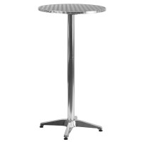 Flash Furniture TLH-059A-GG 25.5" Round Aluminum Indoor-Outdoor Folding Bar Height Table with Base