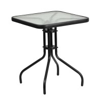 Flash Furniture TLH-073A-1-GG Square Tempeglass Table in Black