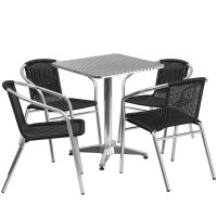 Flash Furniture TLH-ALUM-24SQ-020BKCHR4-GG Indoor-Outdoor Table Set in Aluminum Black