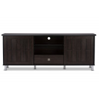 Baxton Studio TV831240 -Wenge Unna 70-Inch Wood TV Cabinet with 2 Sliding Doors and Drawer