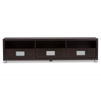 Baxton Studio TV834127-Wenge Gerhardine Wood 63-Inch TV Cabinet with 3-drawer in Dark Brown