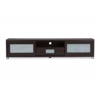 Baxton Studio TV834128-Wenge Gerhardine Wood 70-inch TV Cabinet with 2 Sliding Doors and Drawer in Dark Brown