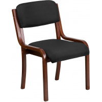 Flash Furniture UH-5071-BK-WAL-GG Fabric Wood Side Chair in Black Walnut