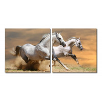 Baxton Studio VC-2055AB Galloping Grandeur Mounted Photography Print Diptych in Multi