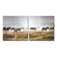 Baxton Studio VC-2056AB A Zeal of Zebras Mounted Photography Print Diptych in Multi