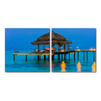 Baxton Studio VC-2069AB Dinner in the Tropics Mounted Photography Print Diptych in Multi