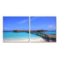 Baxton Studio VC-2071AB Bridge to Paradise Mounted Photography Print Diptych in Multi