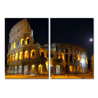 Baxton Studio VC-2122AB Illuminated Coliseum Mounted Photography Print Diptych in Multi
