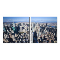 Baxton Studio VC-2123AB Aerial Manhattan Mounted Photography Print Diptych in Multi