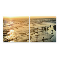 Baxton Studio VC-2158AB Wading in the Waves Mounted Photography Print Diptych in Multi